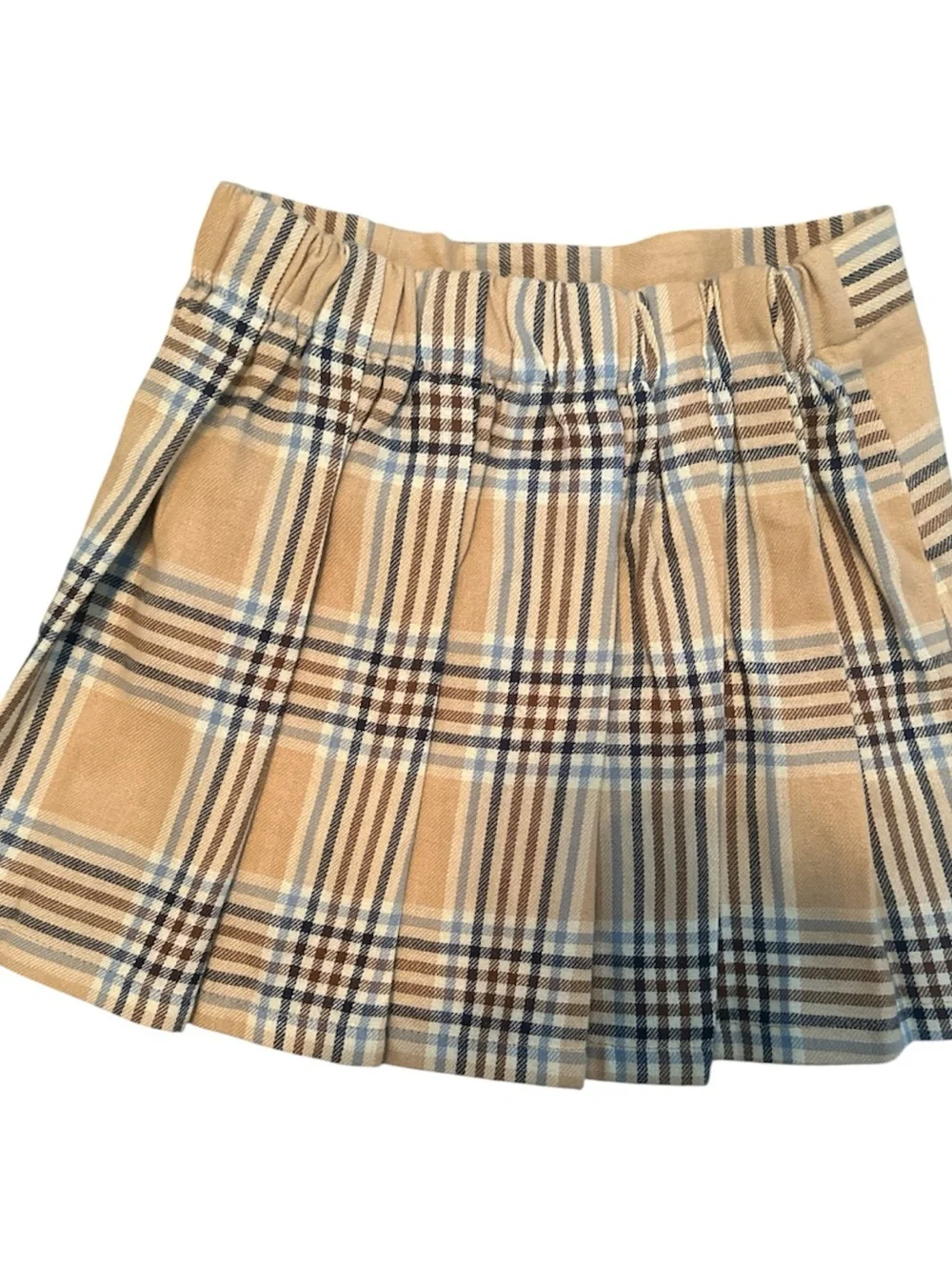 Classic Plaid Girls Skort in Beige and Blue